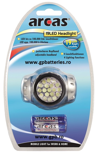 Arcas Germania lanterna pentru cap are 19 leduri  3xAAA  ARC-19LED-KL